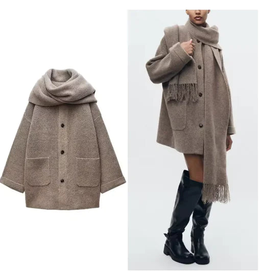 Dames cardigan met sjaal